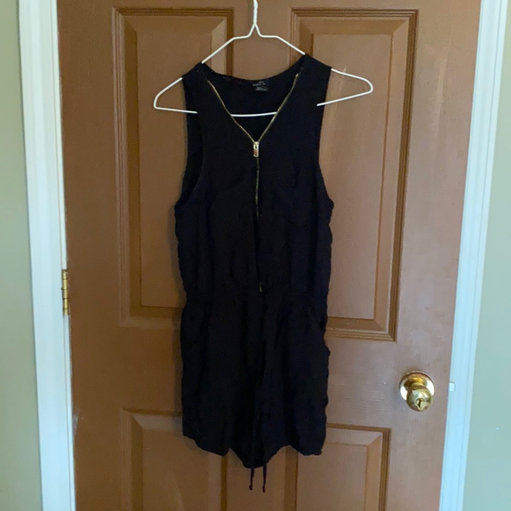 Black zip up romper